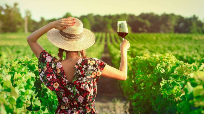Une femme dans les vignes