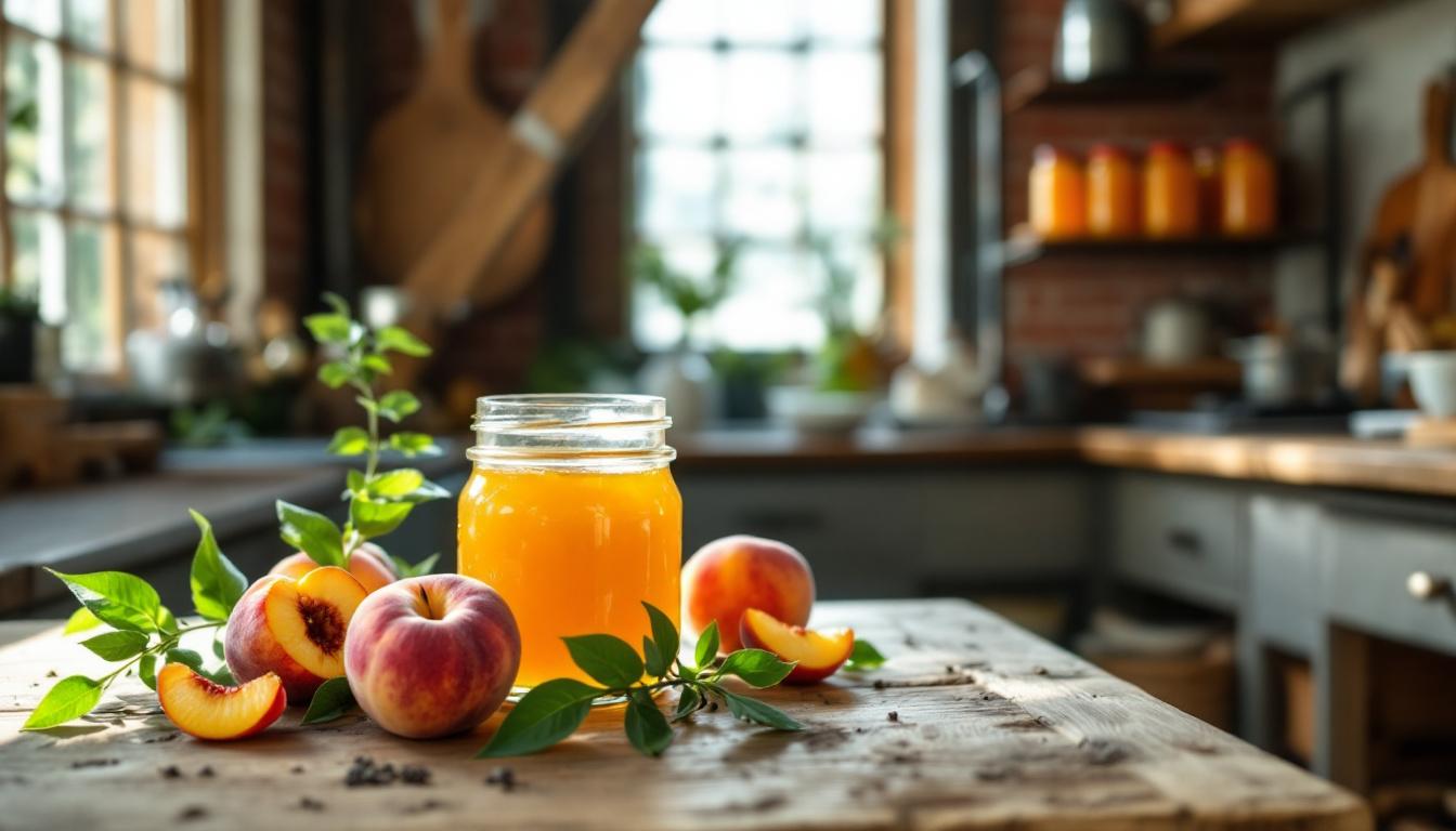 découvrez la confiture de pêche verveine citronnelle d'emilie perrin, une alliance gourmande et raffinée de saveurs fruitées, parfumées de citronnelle et de verveine, idéale pour sublimer vos petits-déjeuners et desserts.