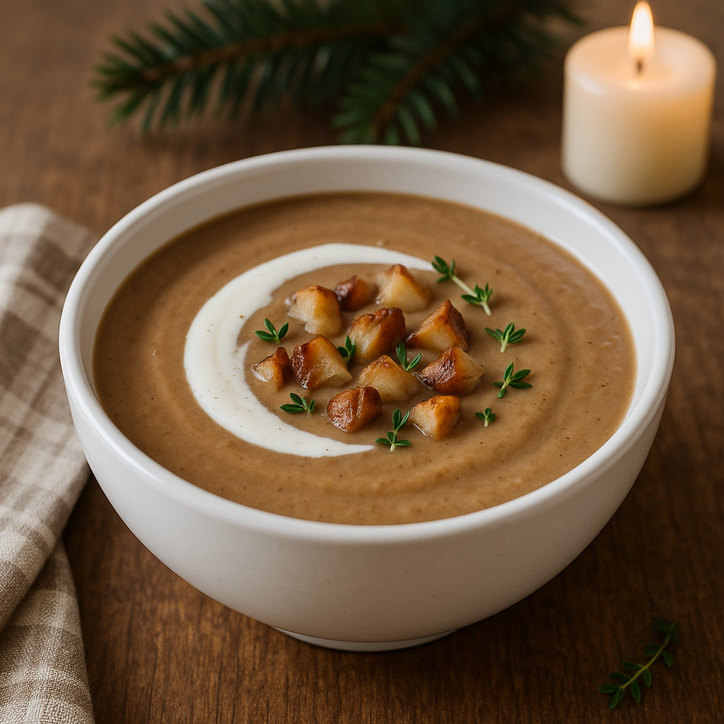 découvrez ce velouté de saison, une recette raffinée et réconfortante qui séduira vos convives lors du réveillon de noël. parfait pour une ambiance chaleureuse et festive.